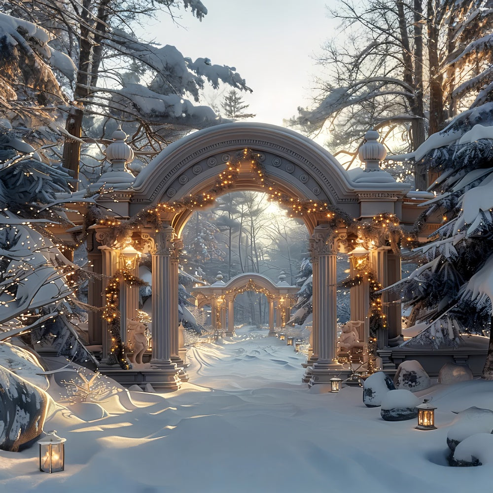 Frosty Christmas Arches Snow Lanterns Backdrop BRP9-97