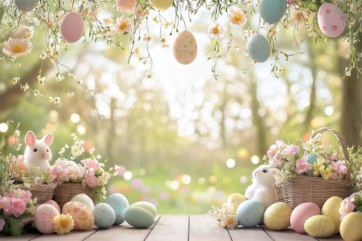 Easter Backdrops Egg Floral Wreath Backdrop CJJ-162