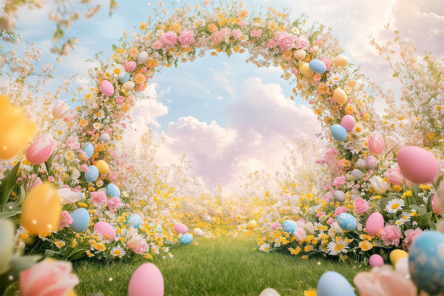 Easter Photo Backdrop Fantasy Arch Floral Backdrop CJJ-163