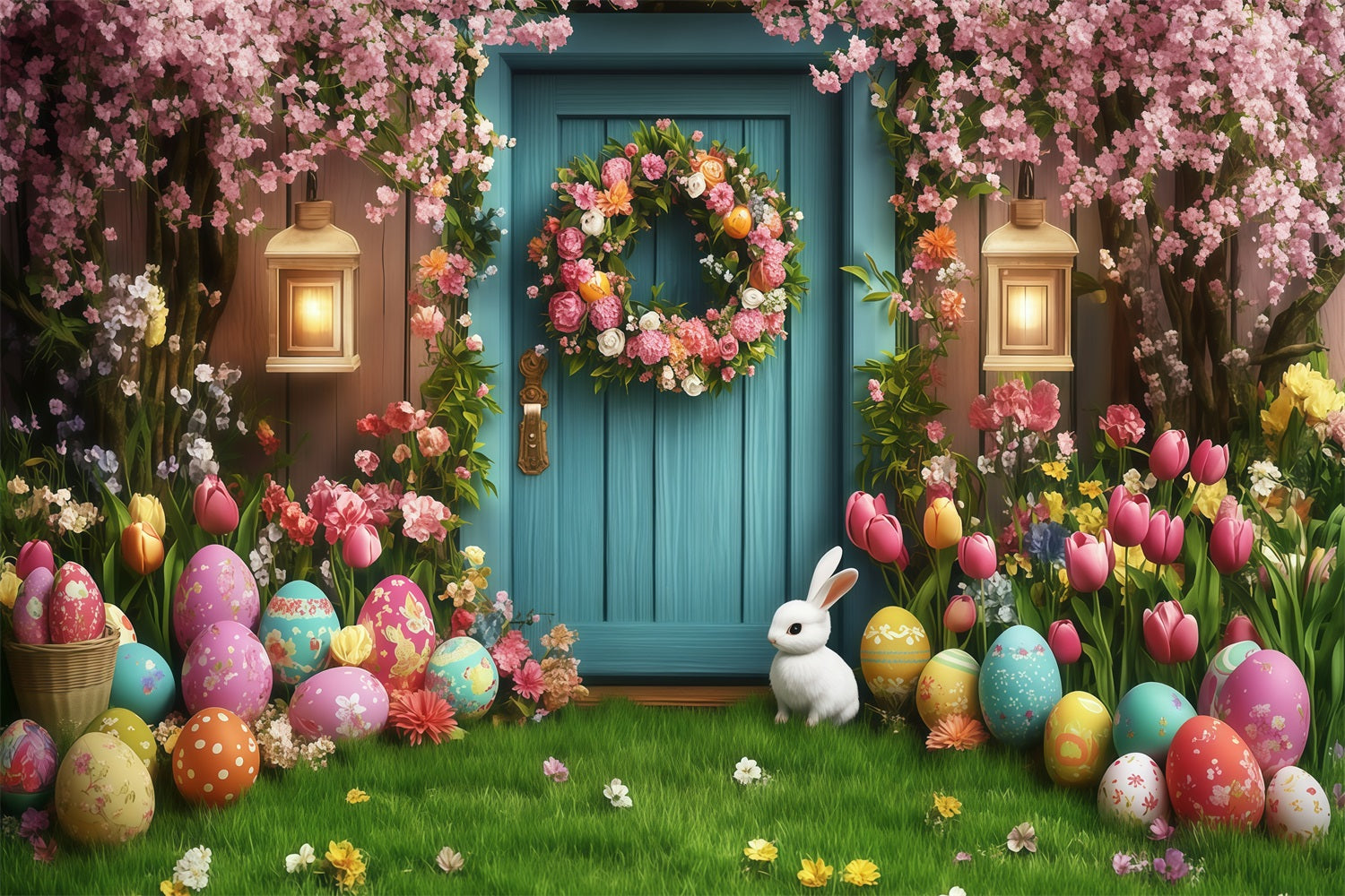 Easter Backdrop Ideas Dreamy Door Bunny Egg Backdrop CJJ-164