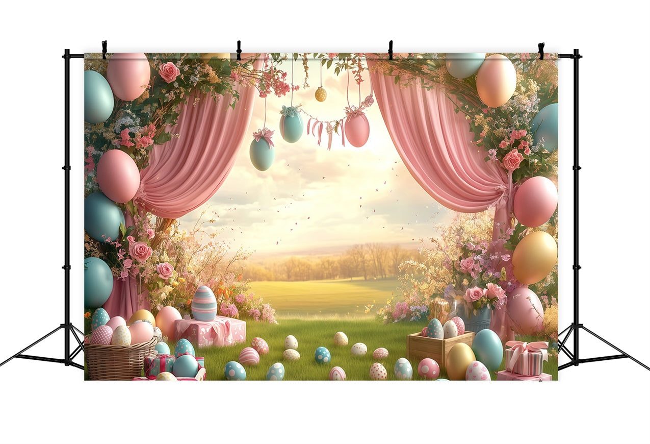 Easter Egg Backdrops Floral Egg Wonderland Backdrop CJJ-166