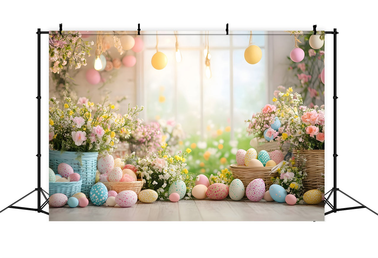 Easter Picture Backdrops Egg Floral Window Backdrop CJJ-171