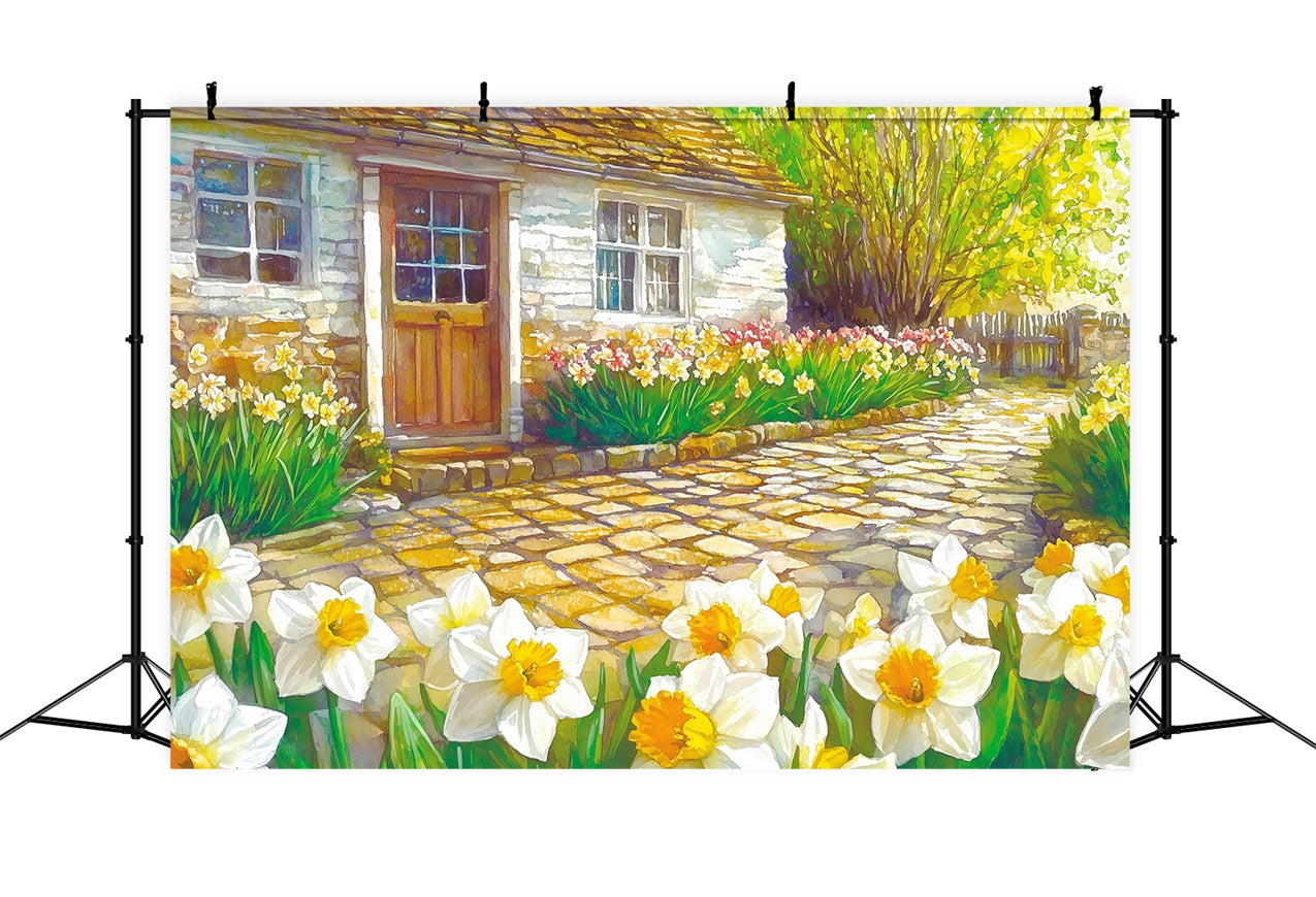 Daffodil Backdrop Rustic Cottage Yellow Flowers Backdrop CJJ2-11