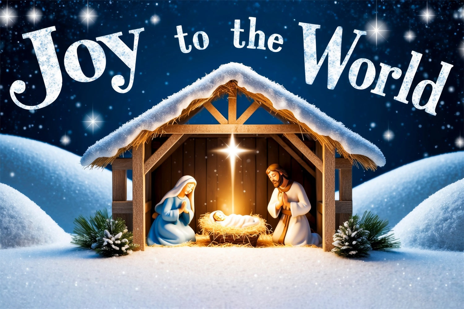 Joy to the World Backdrop Christmas Nativity Backdrop CJJ2-15