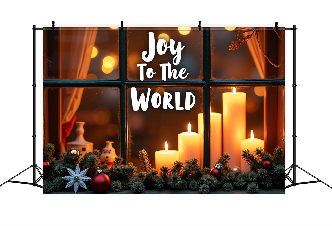 Joy to the World Backdrop Candlelit Window Backdrop CJJ2-16