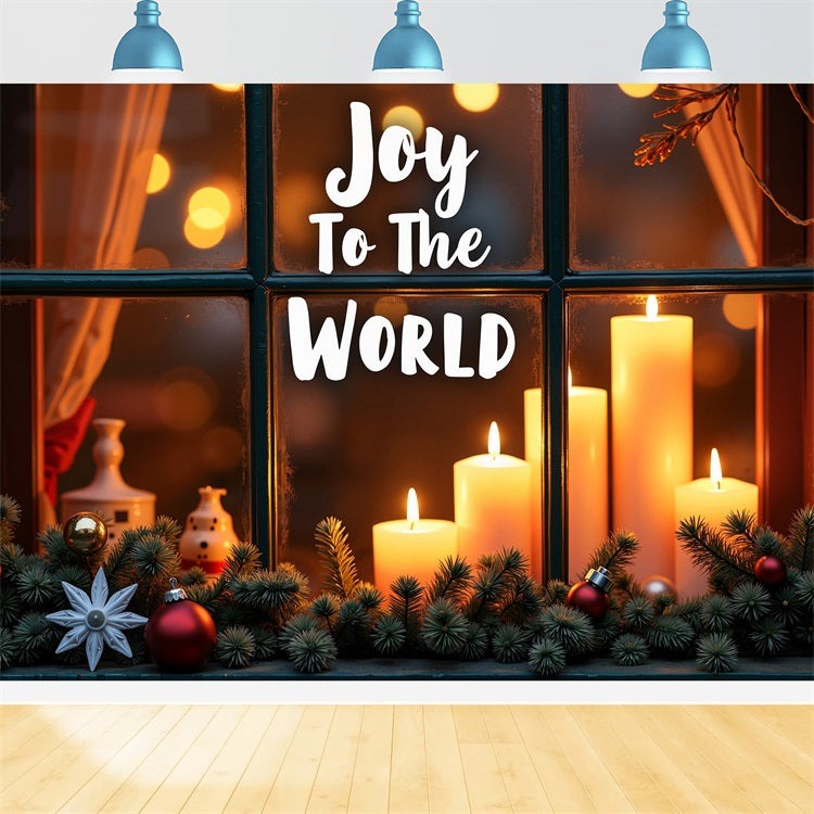 Joy to the World Backdrop Candlelit Window Backdrop CJJ2-16