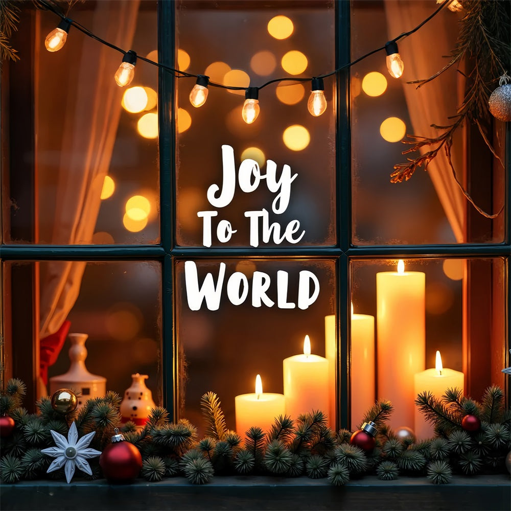 Joy to the World Backdrop Candlelit Window Backdrop CJJ2-16