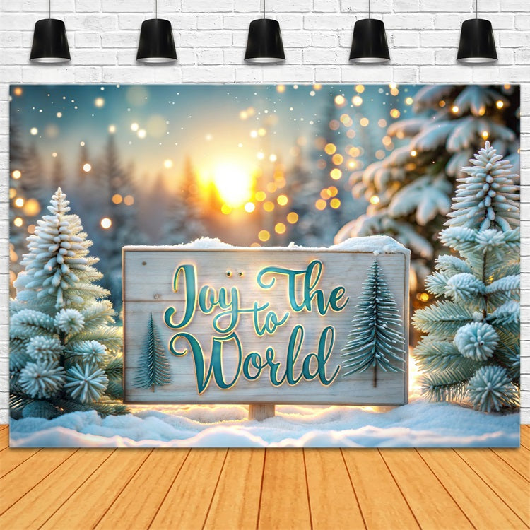 Joy to the World Backdrop Christmas Snow Sign Backdrop CJJ2-17