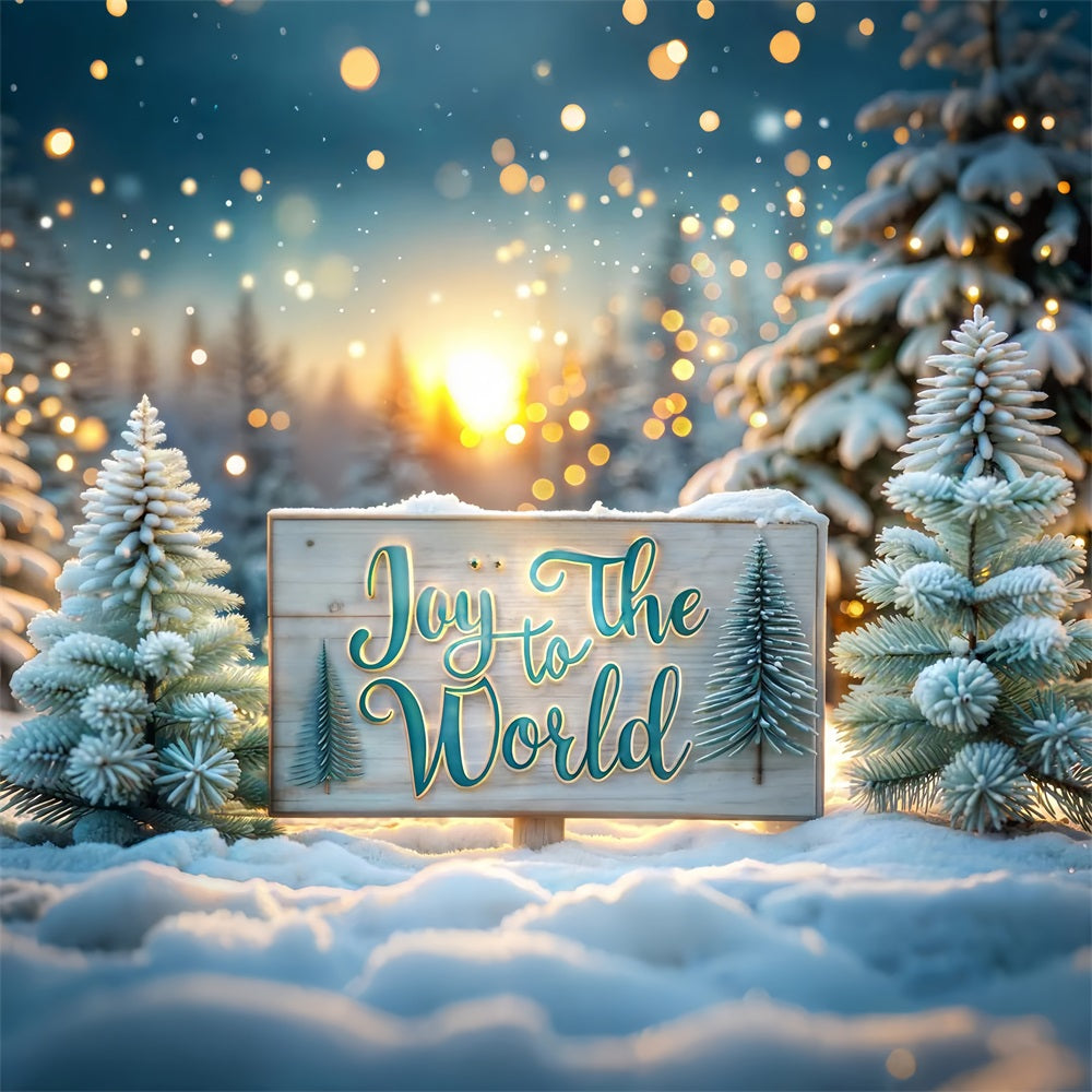 Joy to the World Backdrop Christmas Snow Sign Backdrop CJJ2-17