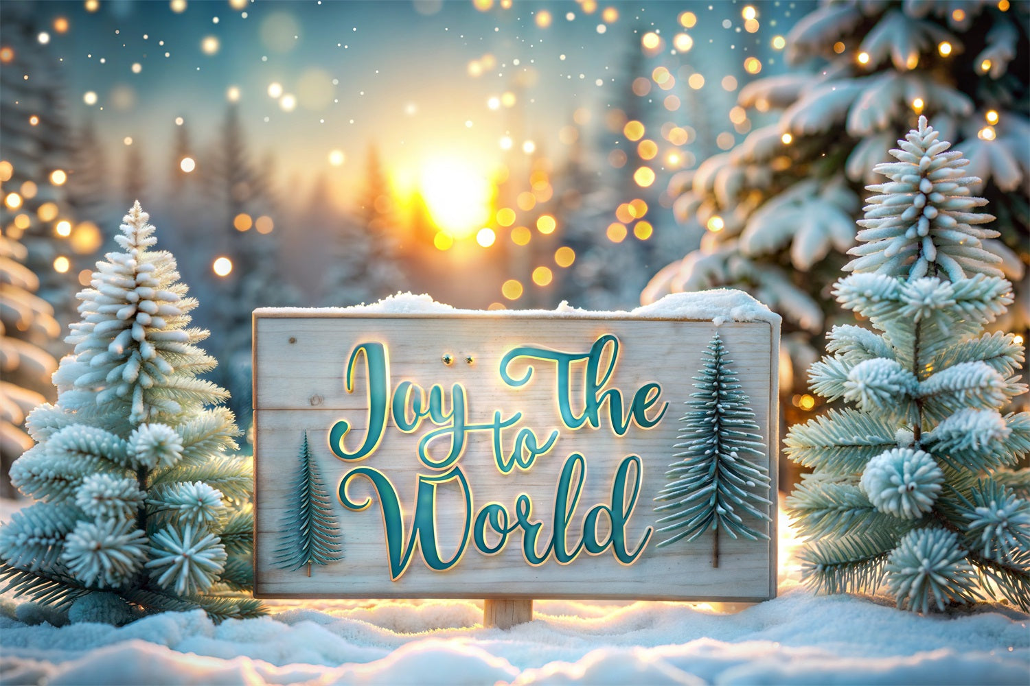 Joy to the World Backdrop Christmas Snow Sign Backdrop CJJ2-17