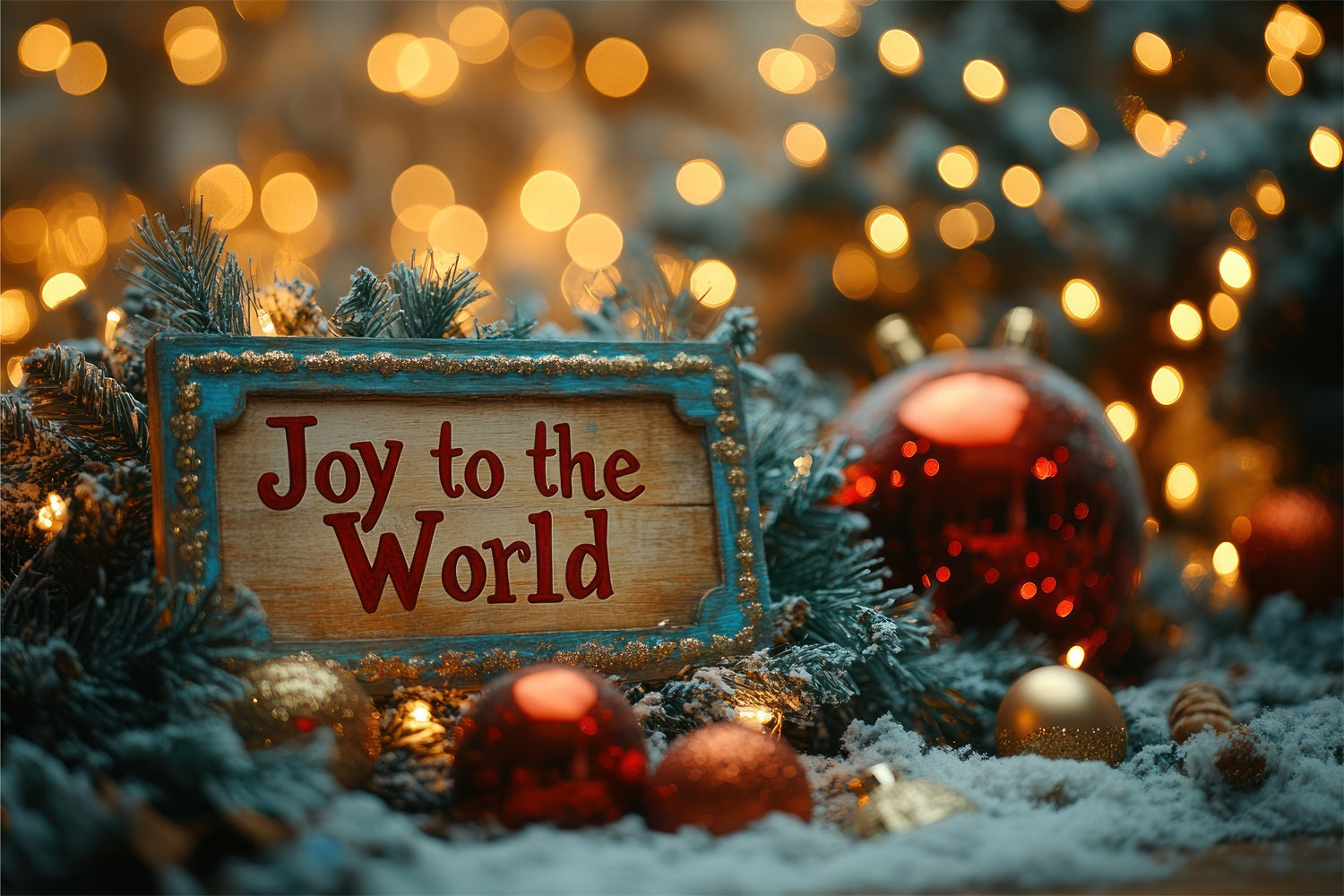 Joy to the World Backdrop Golden Glow Christmas Backdrop CJJ2-18