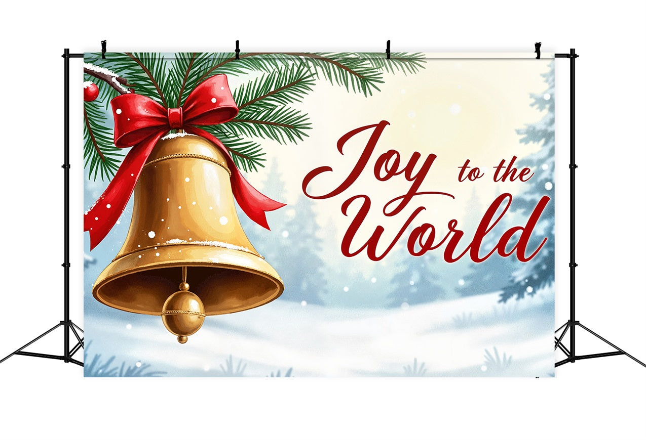 Joy to the World Backdrop Bell Ribbon Decoration Backdrop CJJ2-19