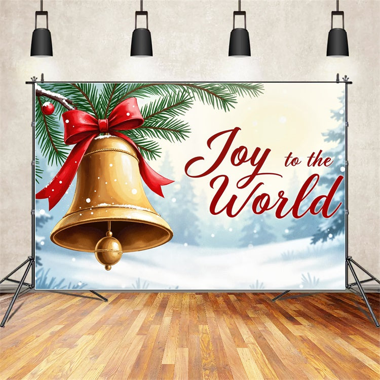 Joy to the World Backdrop Bell Ribbon Decoration Backdrop CJJ2-19