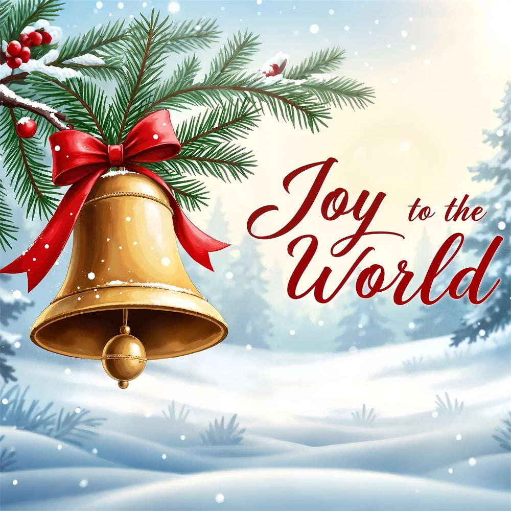 Joy to the World Backdrop Bell Ribbon Decoration Backdrop CJJ2-19