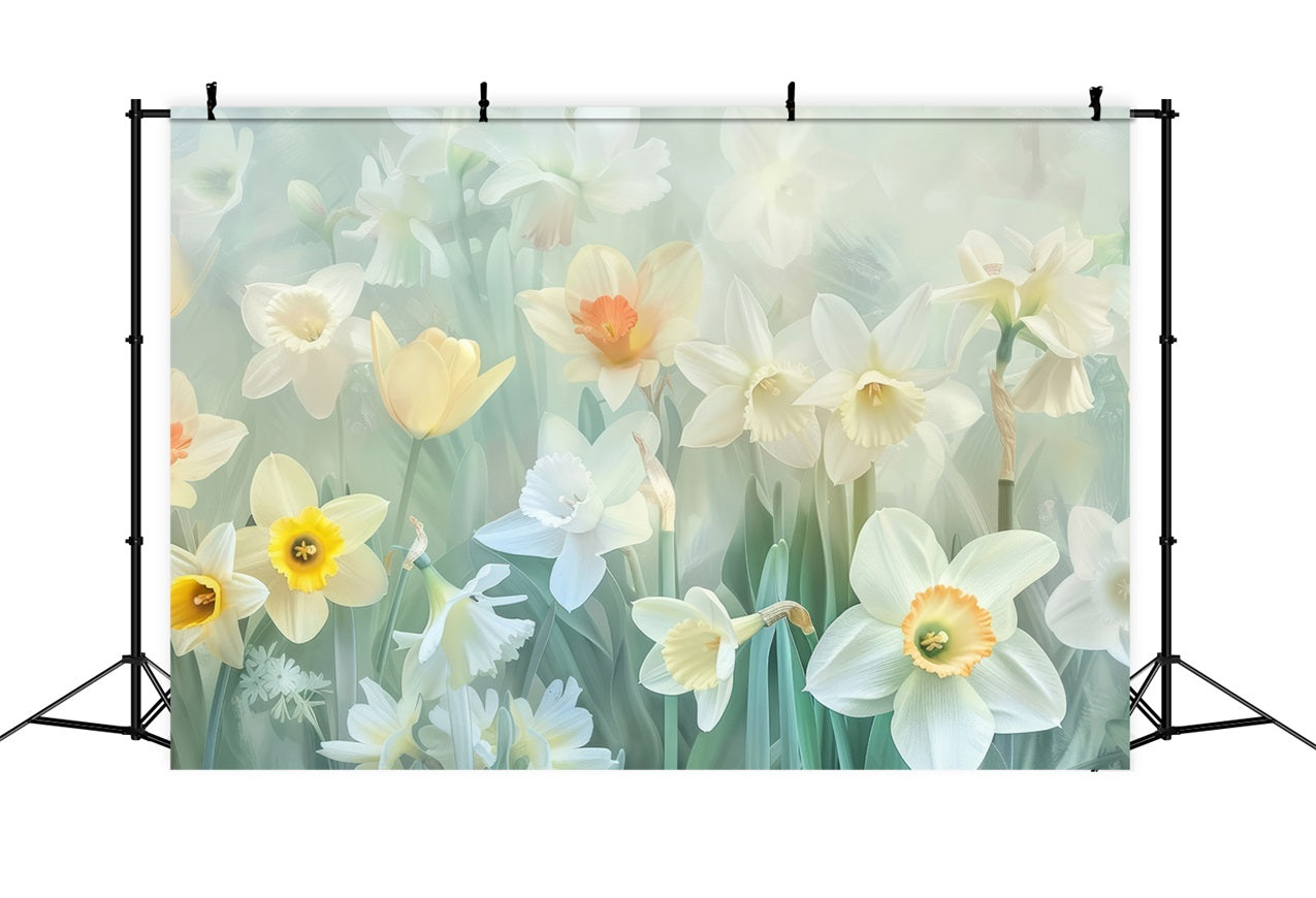 Daffodil Backdrop Yellow White Flowers Backdrop CJJ2-2