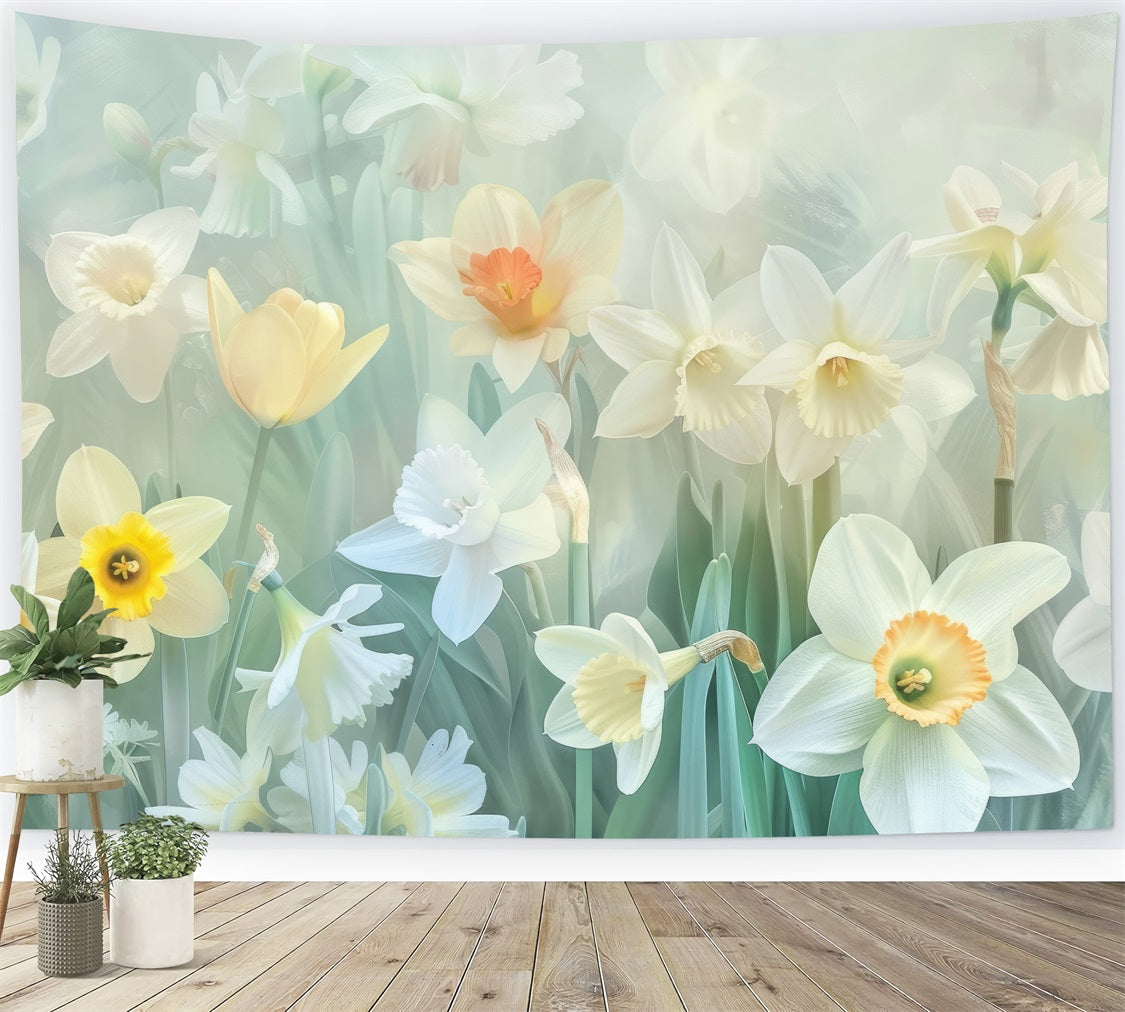 Daffodil Backdrop Yellow White Flowers Backdrop CJJ2-2