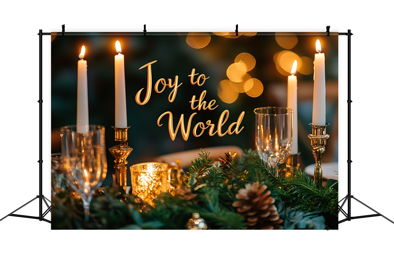 Joy to the World Backdrop Golden Candlelight Christmas Backdrop CJJ2-20