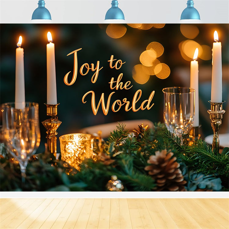 Joy to the World Backdrop Golden Candlelight Christmas Backdrop CJJ2-20