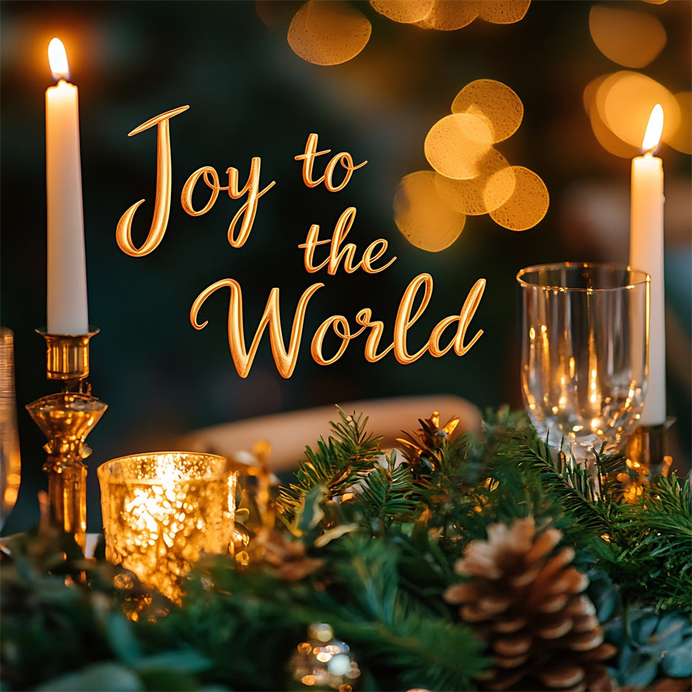 Joy to the World Backdrop Golden Candlelight Christmas Backdrop CJJ2-20