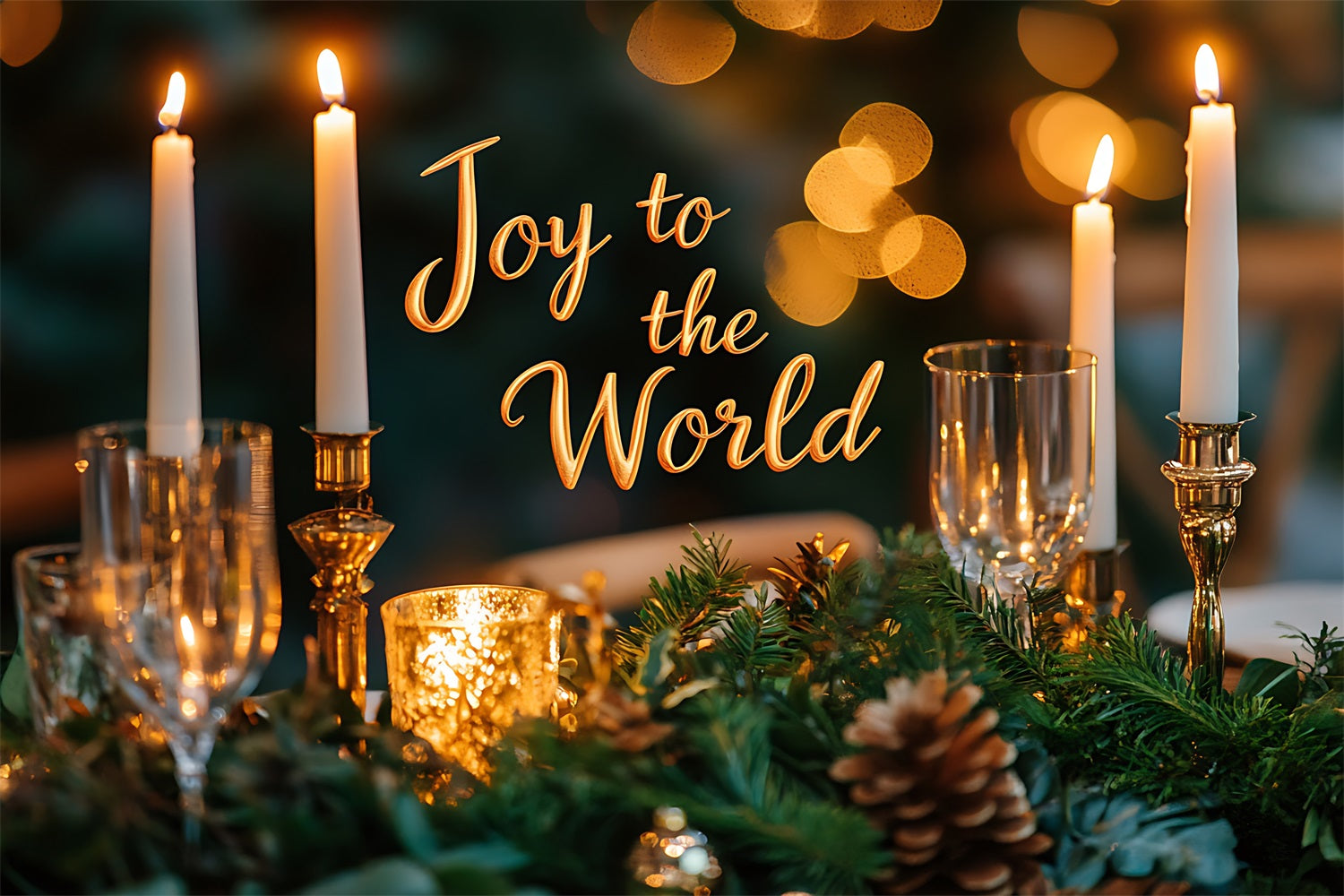 Joy to the World Backdrop Golden Candlelight Christmas Backdrop CJJ2-20