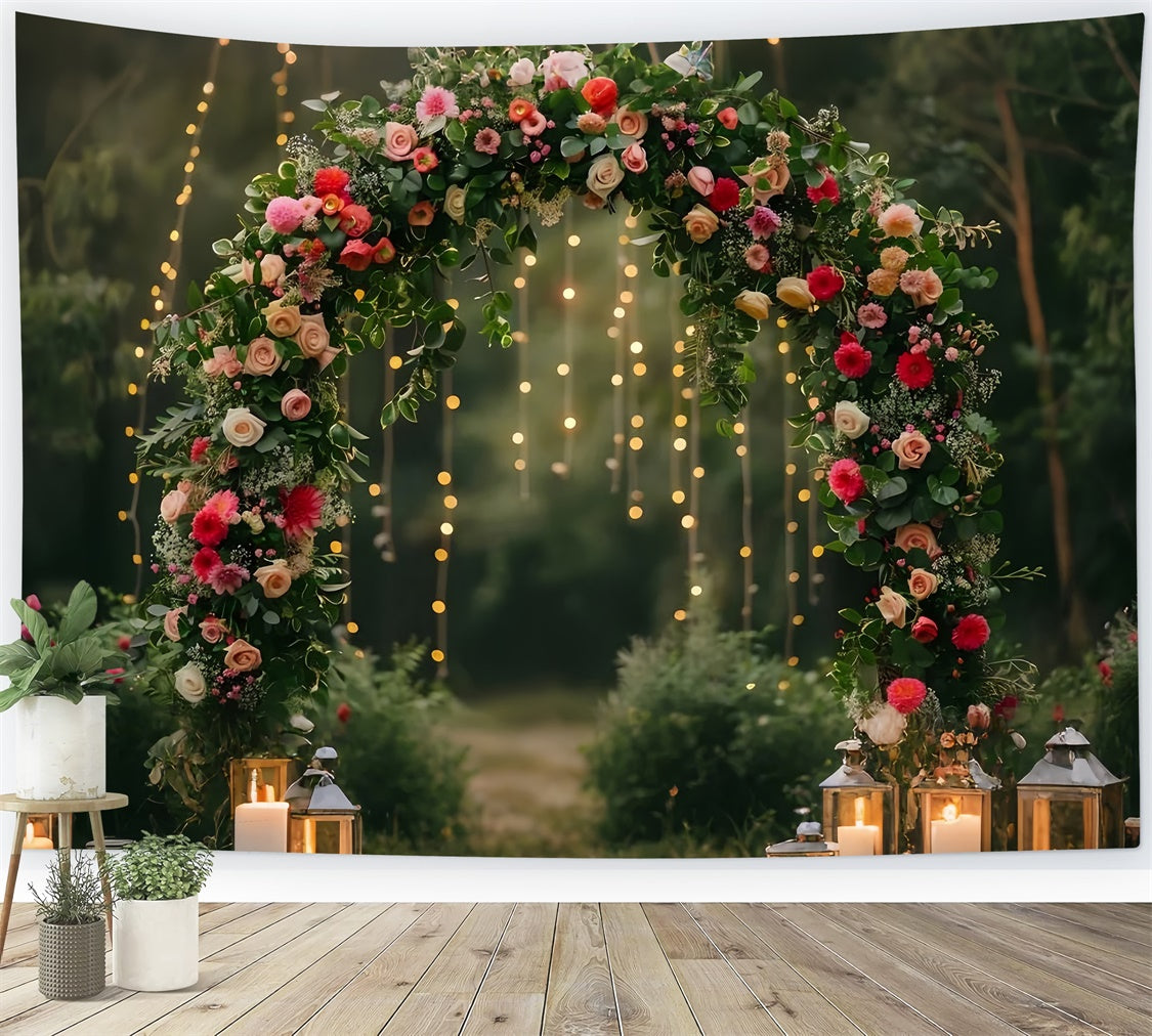 Forest Photo Backdrops Elegant Rose Lantern Archway Backdrop CJJ2-32