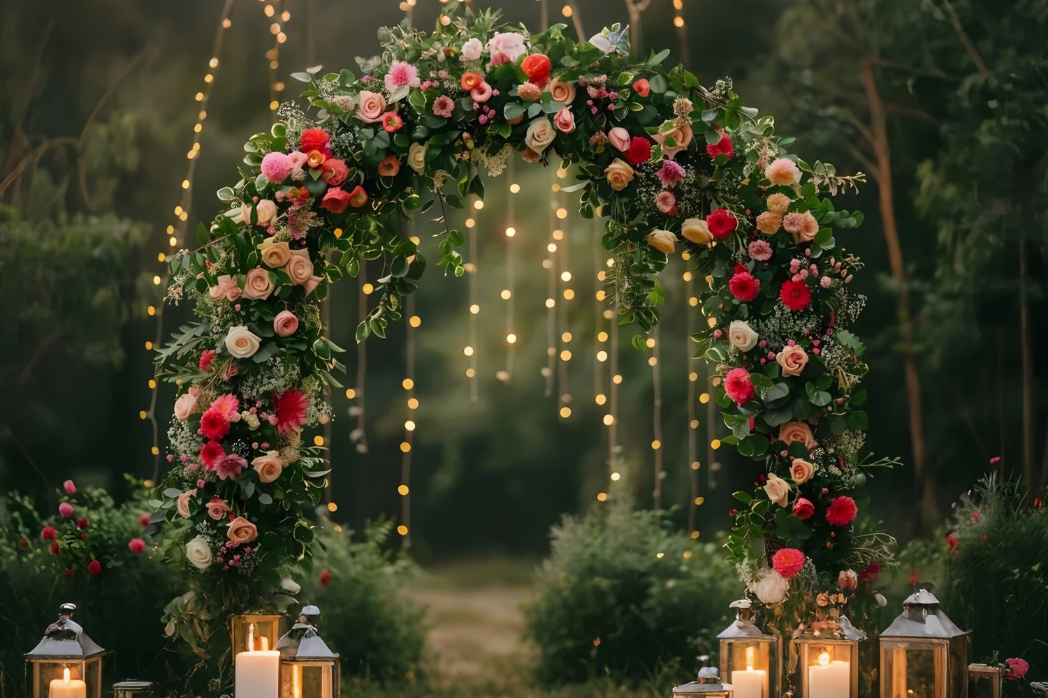 Forest Photo Backdrops Elegant Rose Lantern Archway Backdrop CJJ2-32