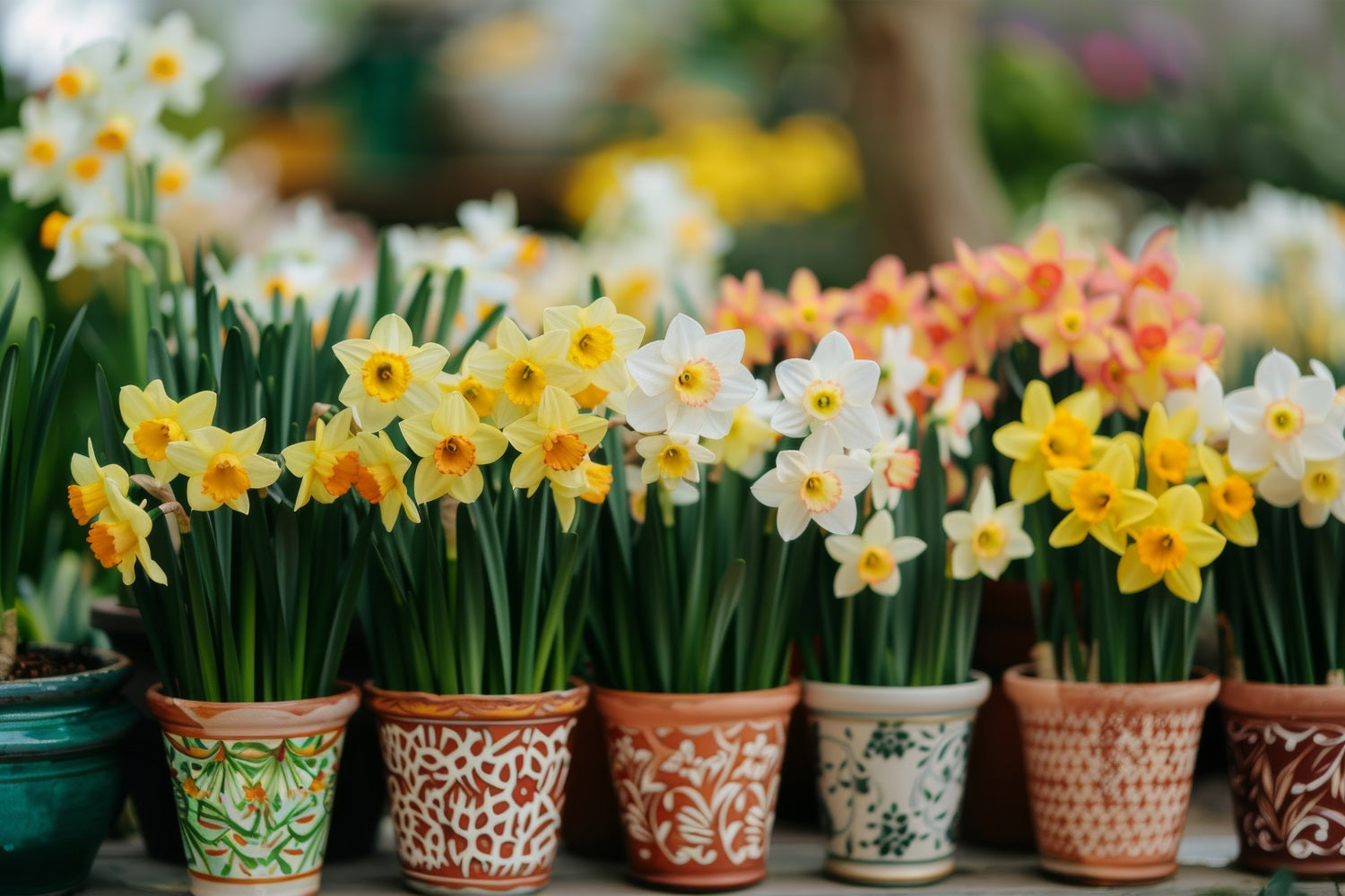 Daffodil Backdrop Potted Spring Flower Backdrops CJJ2-4