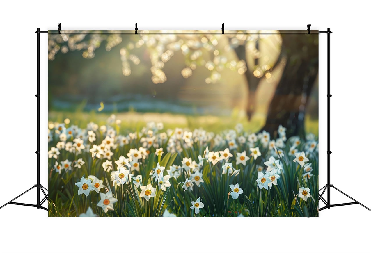 Daffodil Backdrop Sunlit Meadow Floral Backdrop CJJ2-5