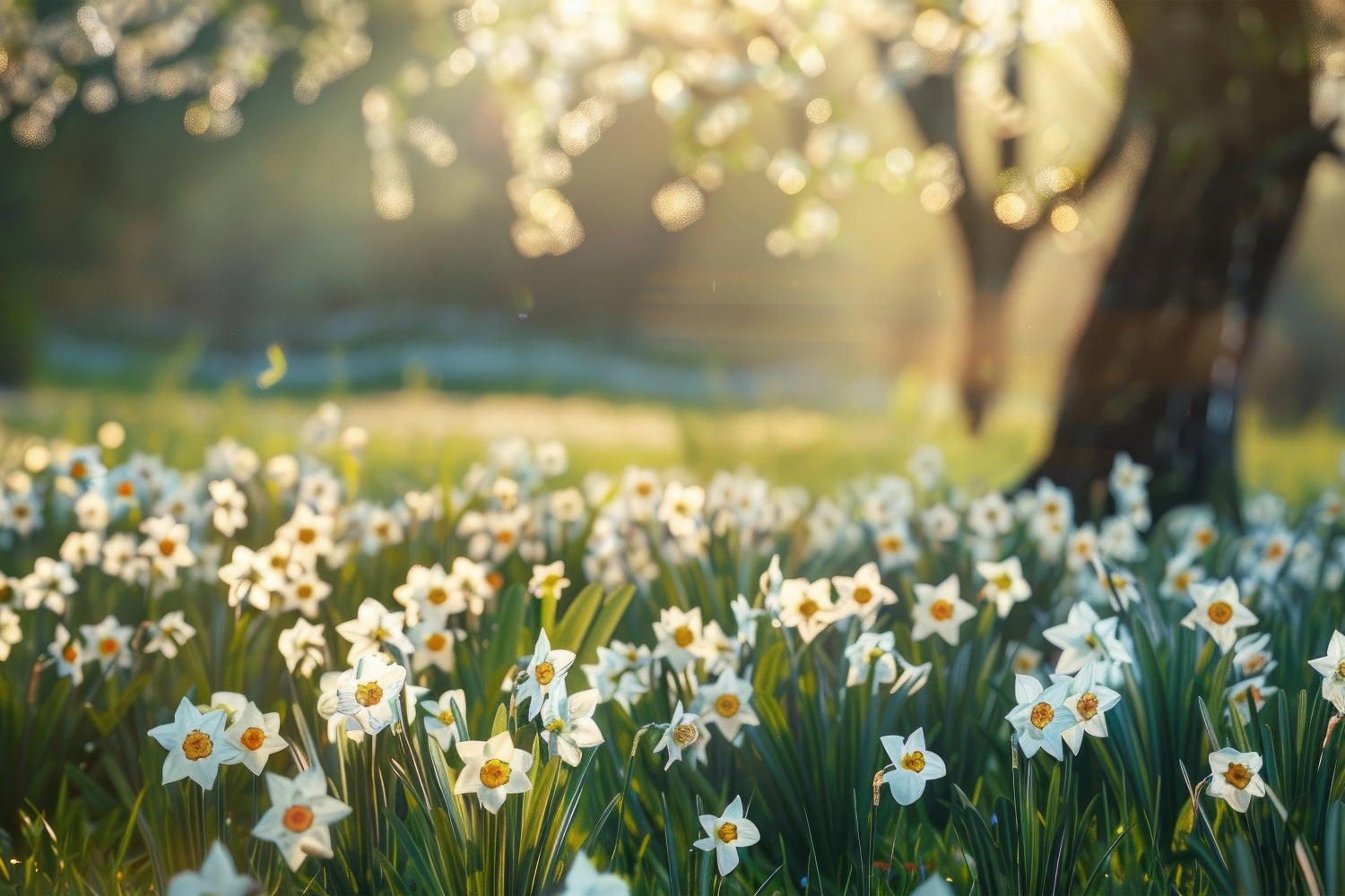 Daffodil Backdrop Sunlit Meadow Floral Backdrop CJJ2-5