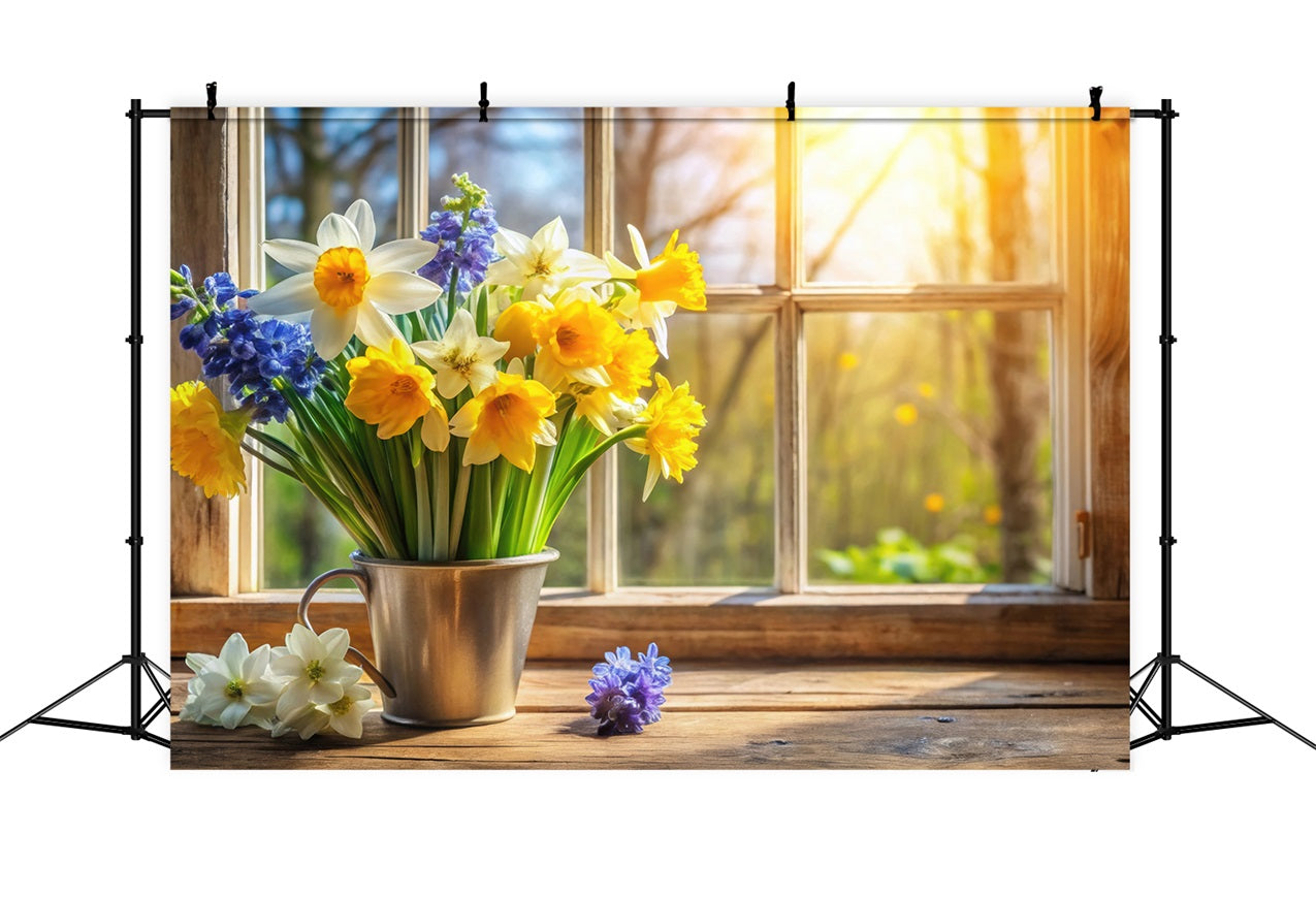 Daffodil Backdrop Window Spring Flower Backdrop CJJ2-6