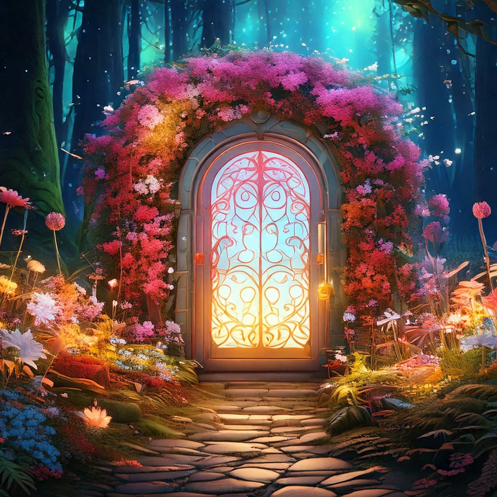 Fairy Tale Forest Backdrop Mystical Garden Doorway Backdrop CJJ2-61