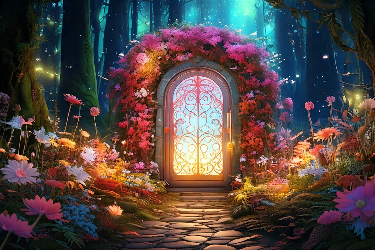 Fairy Tale Forest Backdrop Mystical Garden Doorway Backdrop CJJ2-61