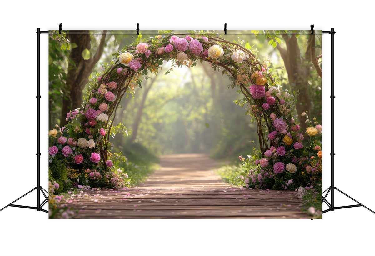 Photography Backdrop Forest Elegant Flower Arch Trail Backdrop CJJ2-62