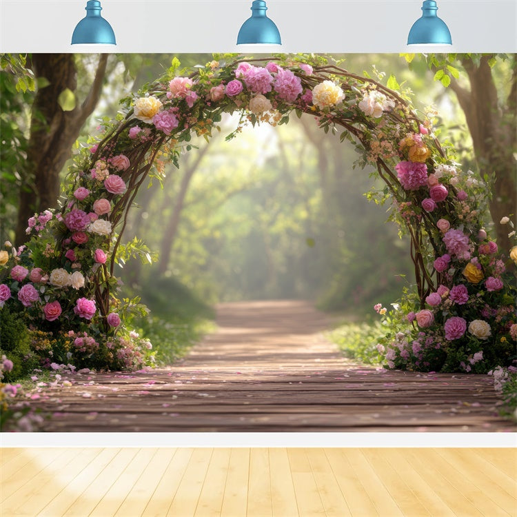 Photography Backdrop Forest Elegant Flower Arch Trail Backdrop CJJ2-62