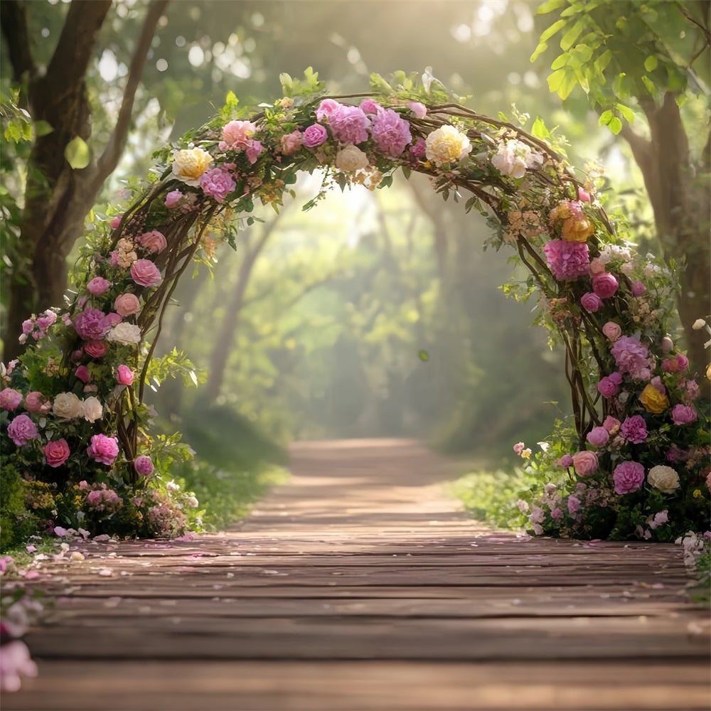 Photography Backdrop Forest Elegant Flower Arch Trail Backdrop CJJ2-62