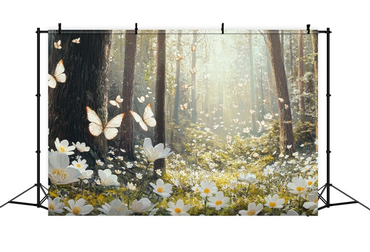 Forest Backdrop Ideas Serene White Blossom Forest Backdrop CJJ2-64