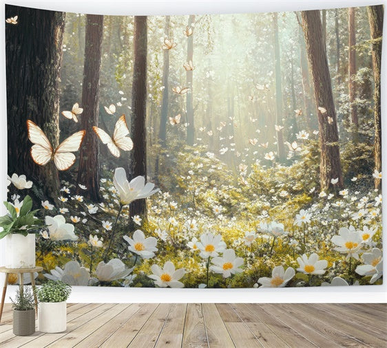 Forest Backdrop Ideas Serene White Blossom Forest Backdrop CJJ2-64