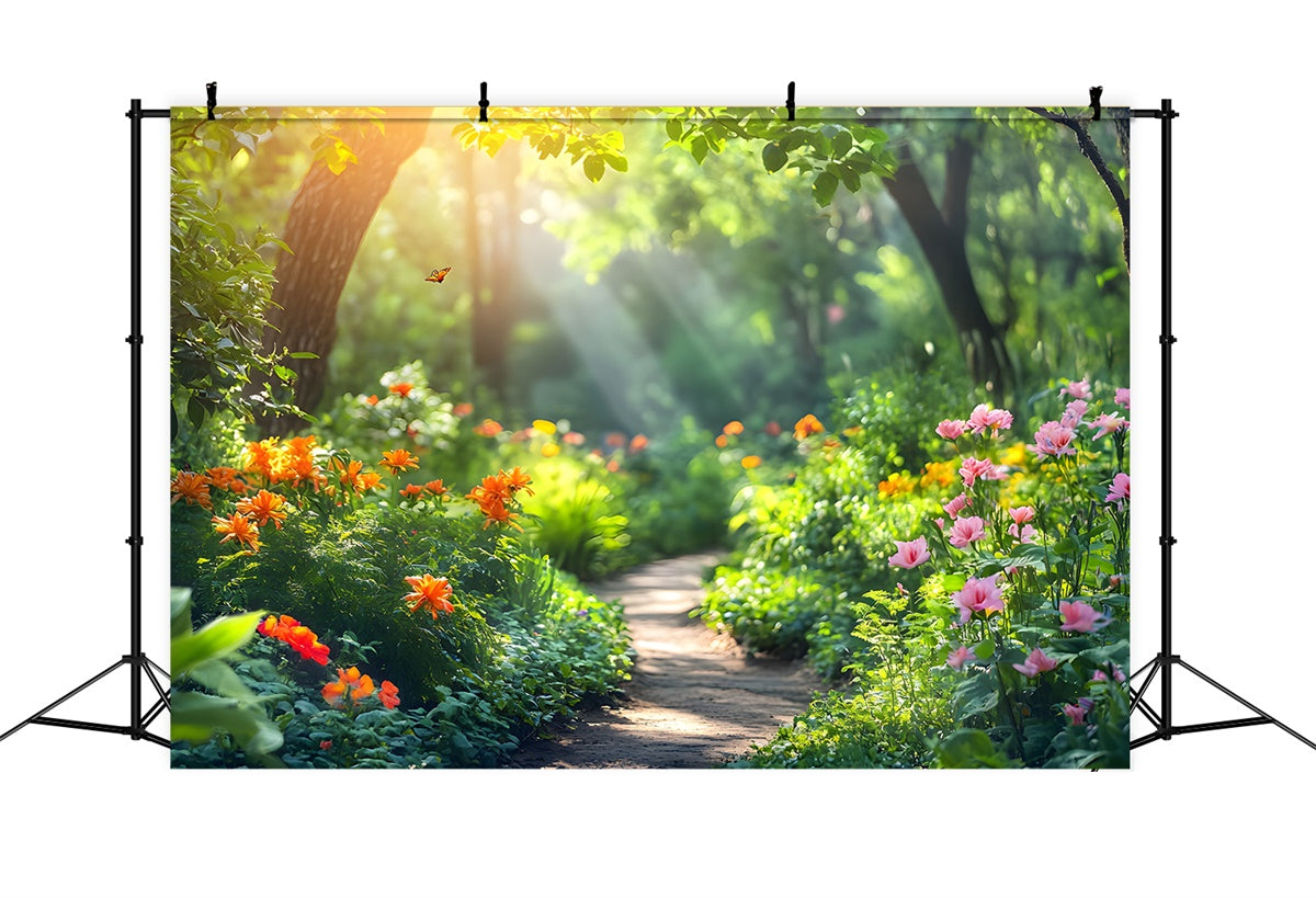 Backdrop Forest Glowing Sunlit Flower Trail Backdrop CJJ2-67