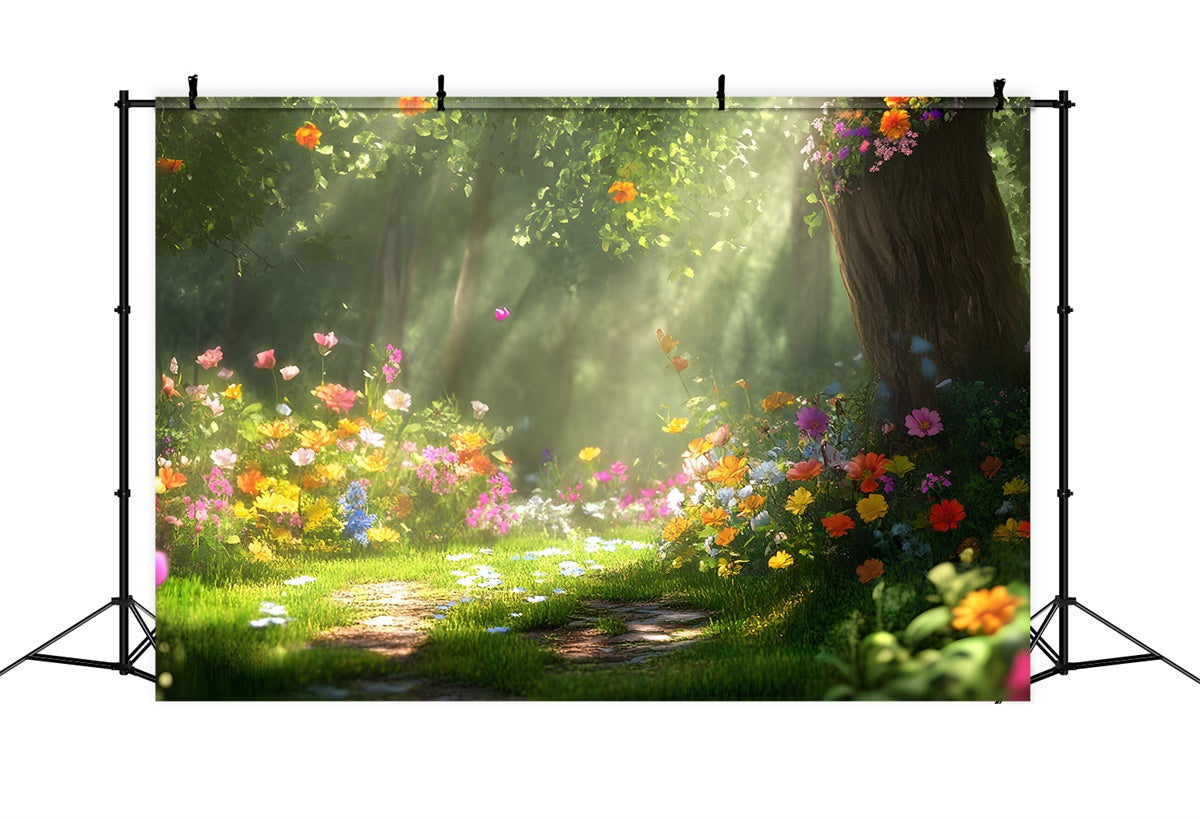 Forest Backdrops For Photography Dreamy Flower Meadow Backdrop CJJ2-68