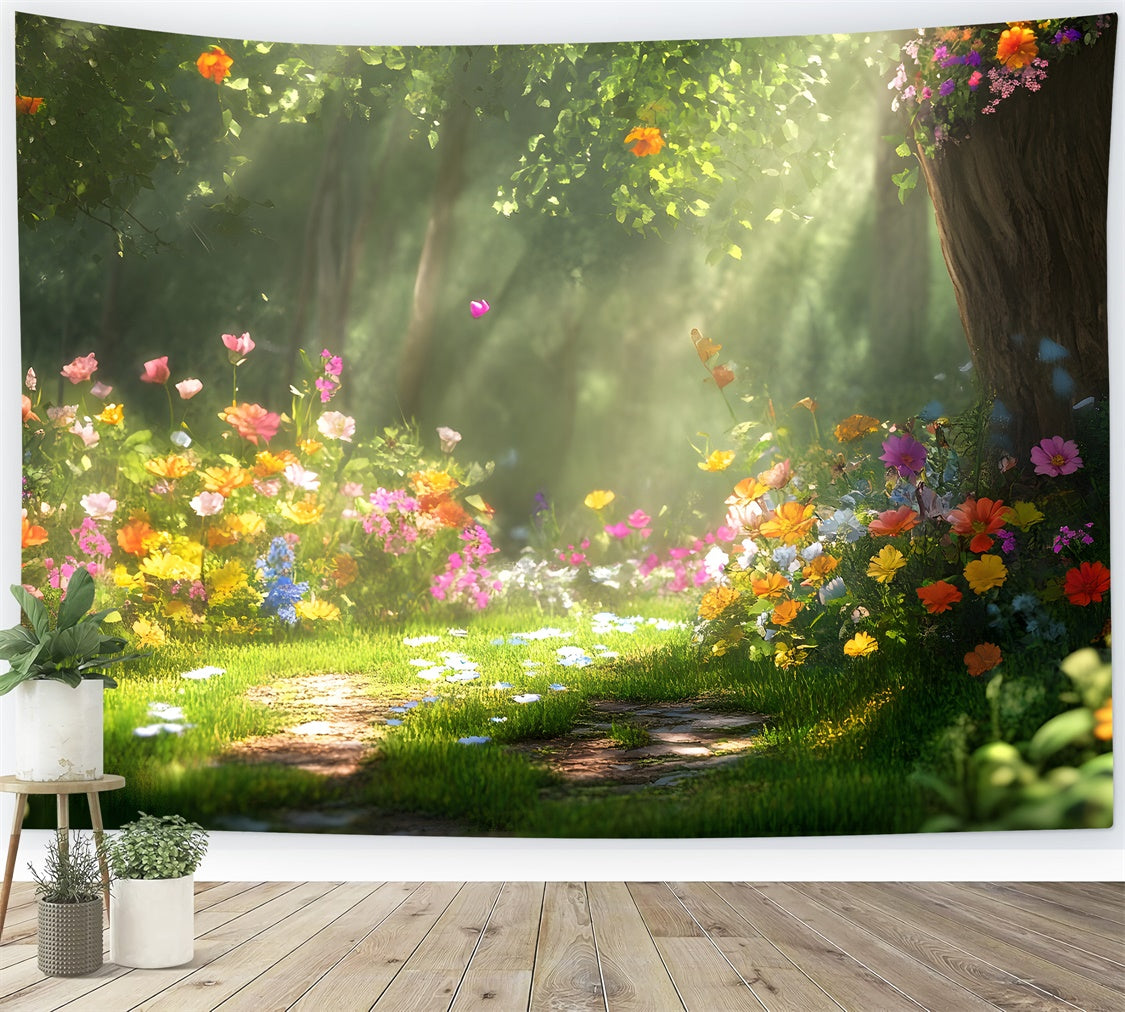 Forest Backdrops For Photography Dreamy Flower Meadow Backdrop CJJ2-68