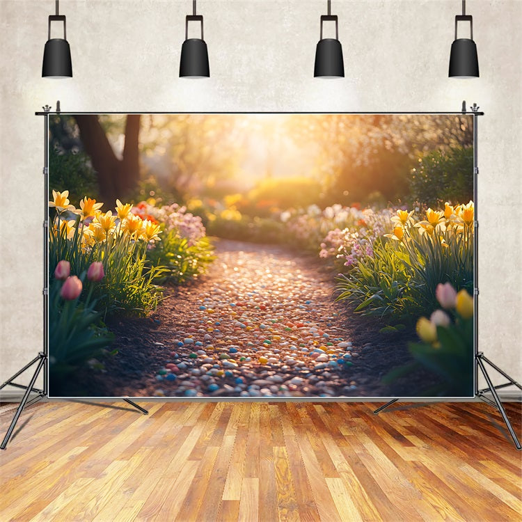 Daffodil Backdrop Garden Pathway Floral Backdrop CJJ2-7