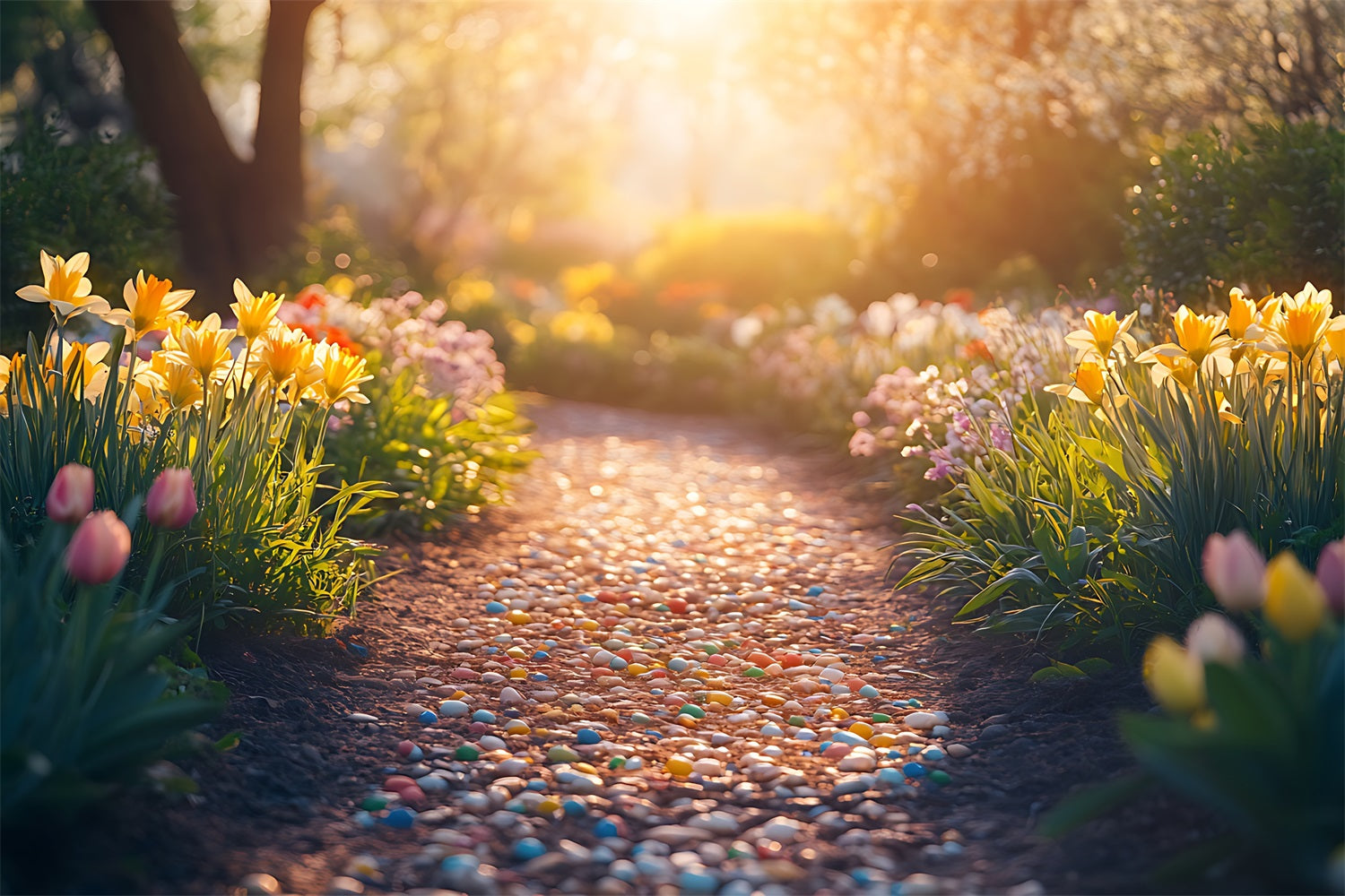 Daffodil Backdrop Garden Pathway Floral Backdrop CJJ2-7