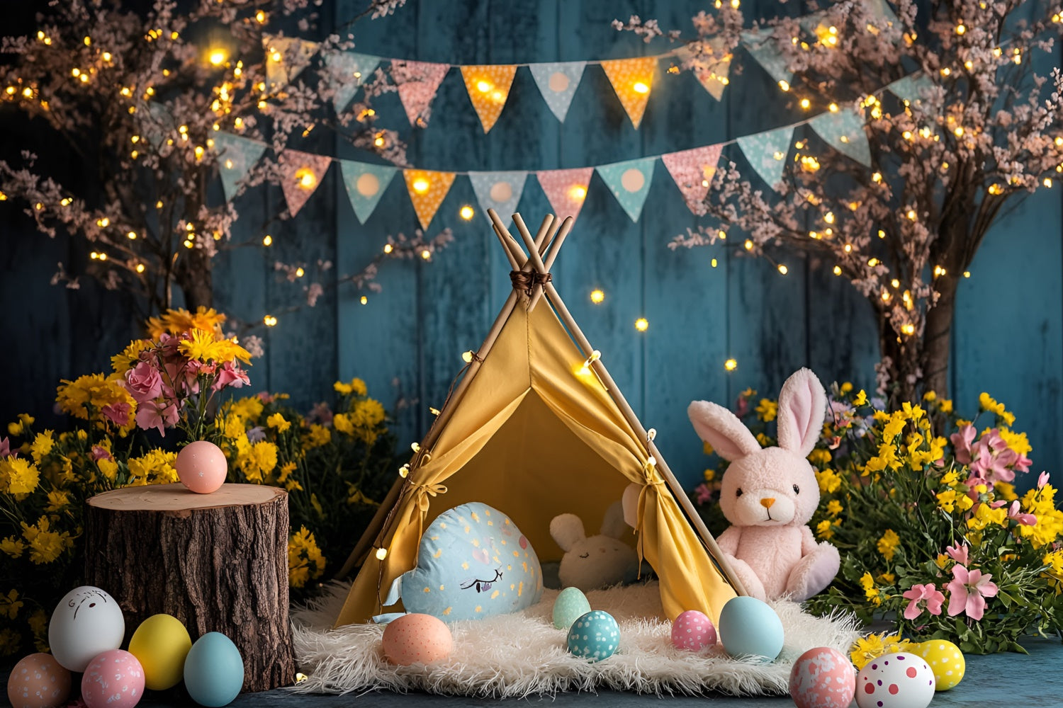 Easter Backdrops Photography Festive Bunny Cozy Tent Backdrop CSH2-104