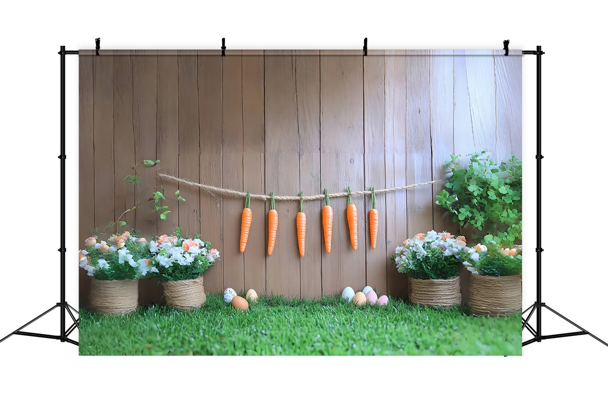 Easter Picture Backdrops Vintage Wooden Carrot Wall Backdrop CSH2-105