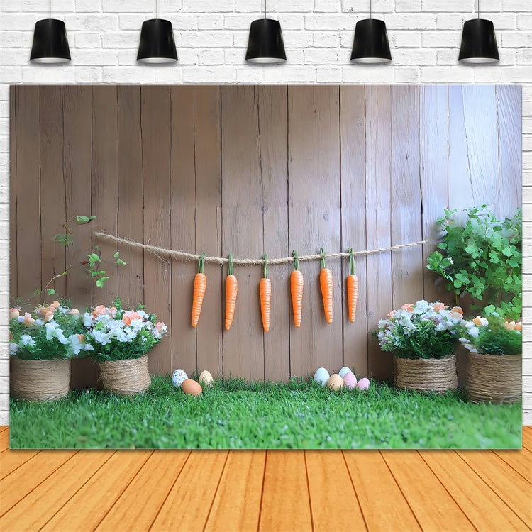 Easter Picture Backdrops Vintage Wooden Carrot Wall Backdrop CSH2-105