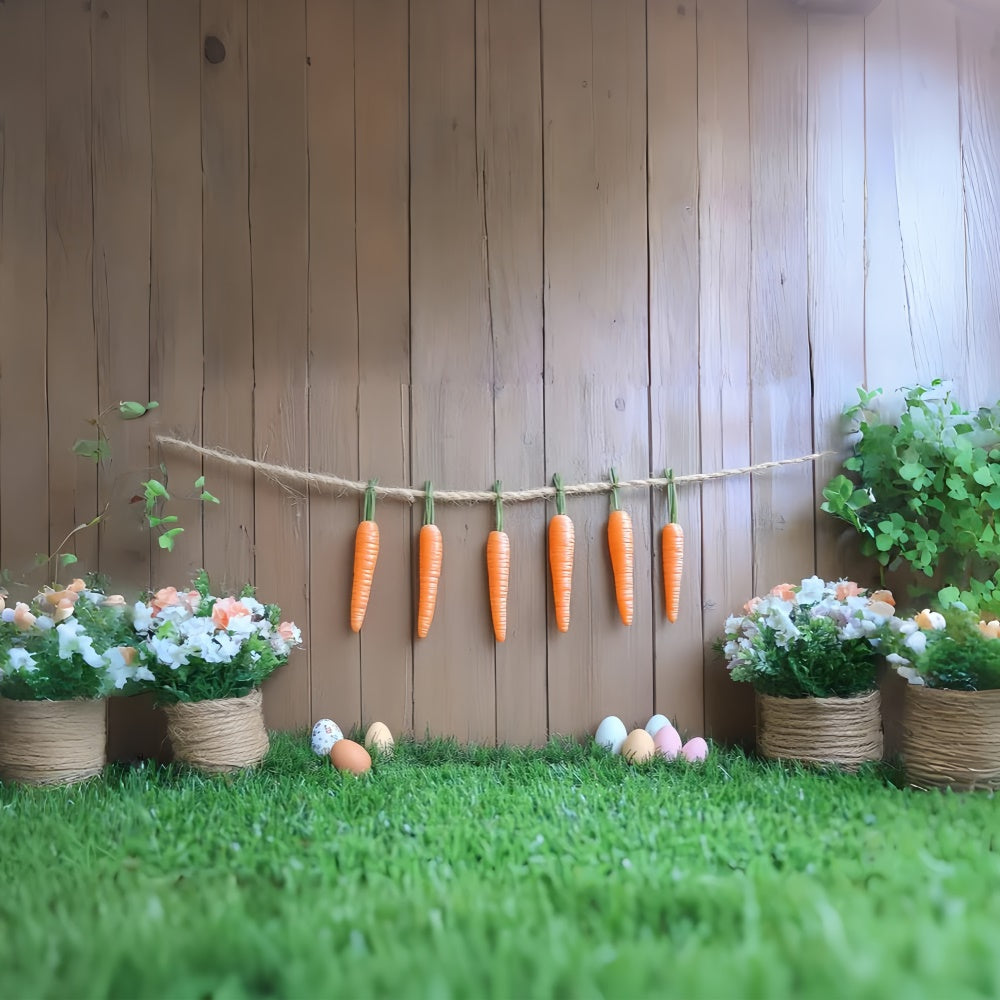 Easter Picture Backdrops Vintage Wooden Carrot Wall Backdrop CSH2-105