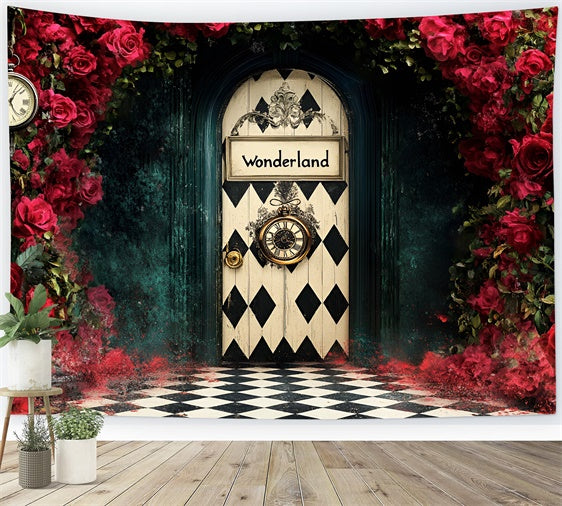 Easter Photography Backdrops Dark Wonderland Rose Door Backdrop CSH2-110