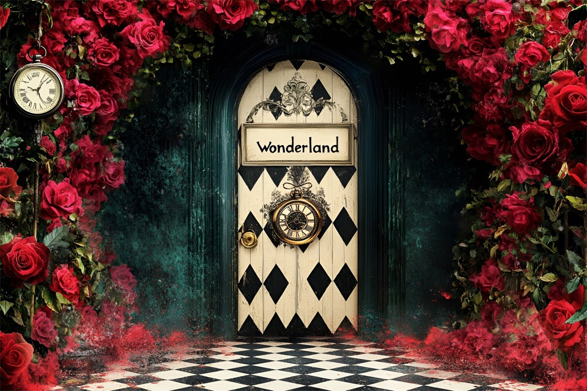 Easter Photography Backdrops Dark Wonderland Rose Door Backdrop CSH2-110