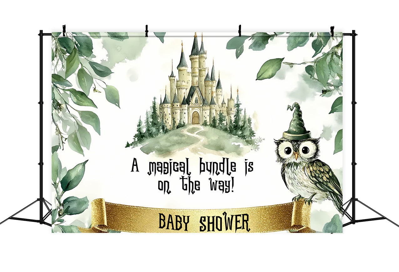 Owl Baby Shower Backdrop Enchanted Castle Forest Backdrop CSH2-113