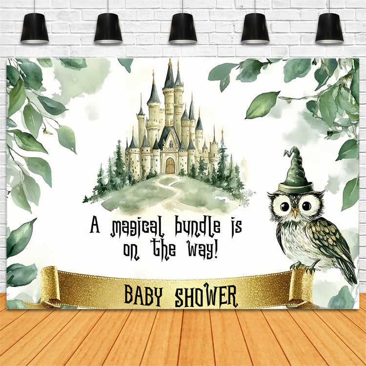 Owl Baby Shower Backdrop Enchanted Castle Forest Backdrop CSH2-113